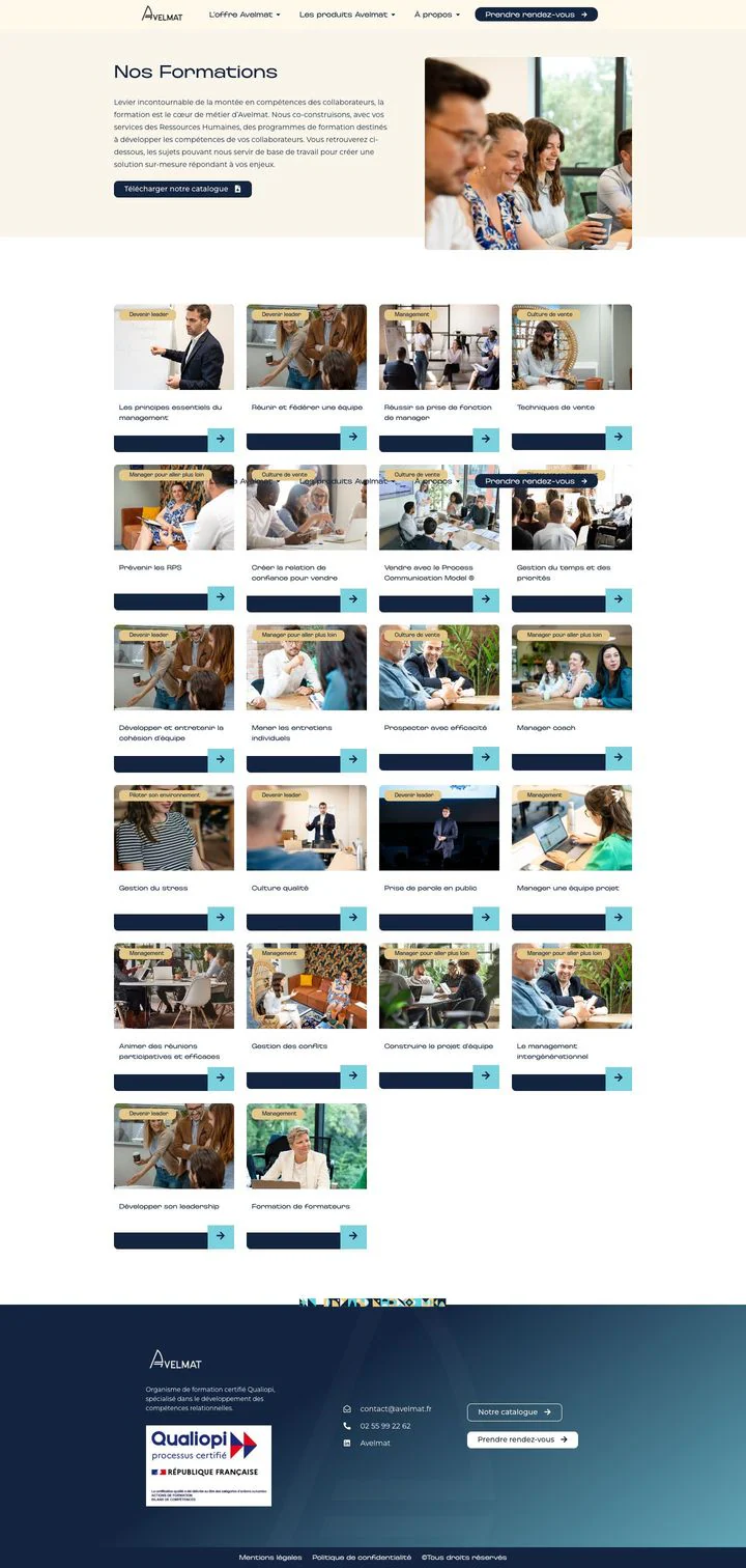 Page Nos formations du site avelmat.fr