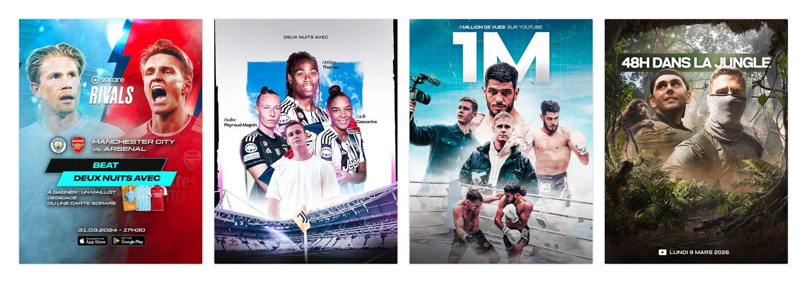 Quatre visuels de temps forts et de collaborations avec Sorare Rivals et la Juventus