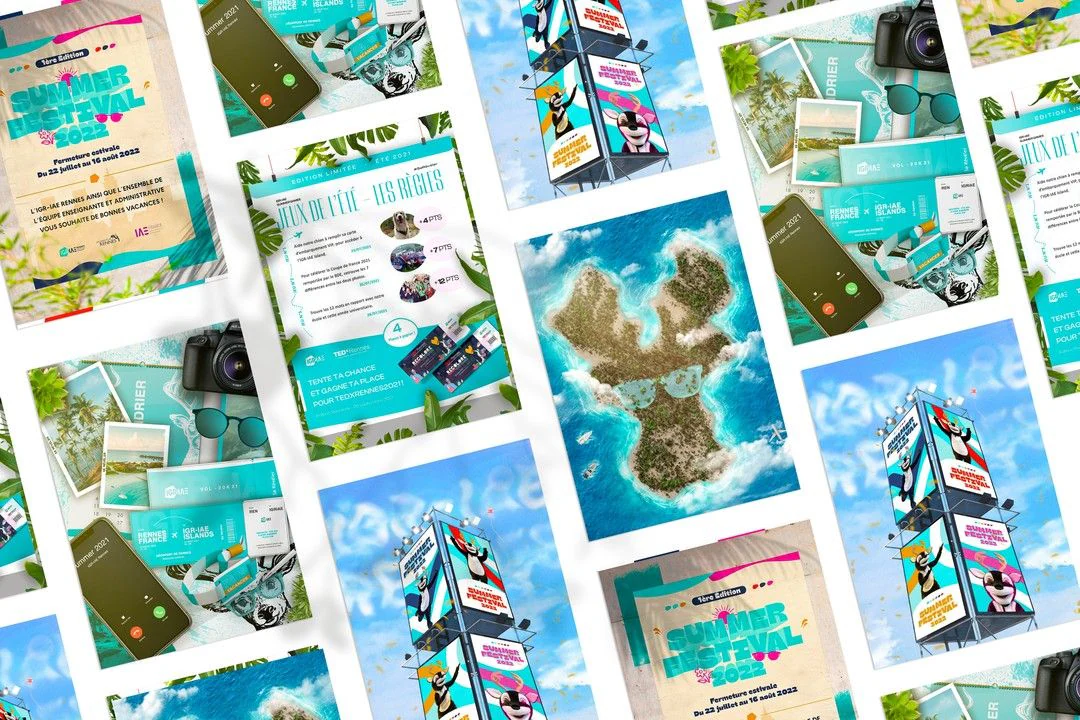 Mosaïque de publications Instagram de l'IGR-IAE Rennes réalisées par Omada